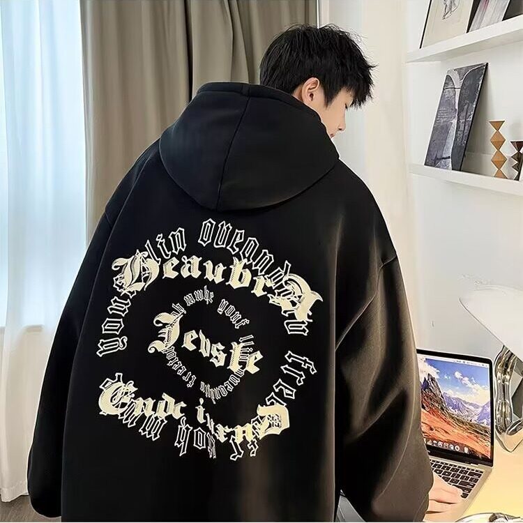 美式重磅卫衣男款2025秋冬款时尚宽松连帽外套ins潮牌高级感上衣,女装短外套,星座506A