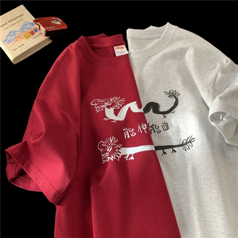 得物抖音直播供货纯棉260克印花短袖T恤A158-T230-P28控48,男装T恤,电商A158