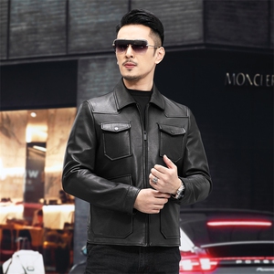 BL-DK333男式2023秋季新款翻领头层羊皮鹿纹皮衣男P850图片