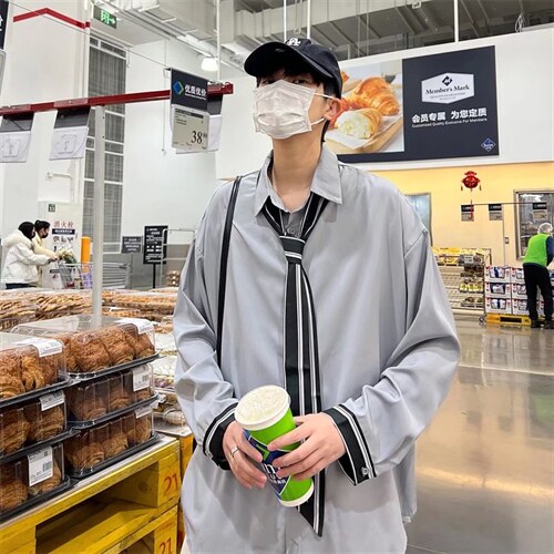 长袖领带衬衫春款男港风潮流C8829，男装衬衫，星座1116-2