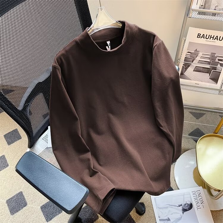 秋冬半高领T恤打底衫磨毛中领双面德绒长袖秋衣大码m-5xlt52P15,男装T恤,星座1013-1