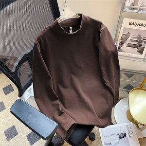 秋冬半高领T恤打底衫磨毛中领双面德绒长袖秋衣大码m-5xl t52 P15图片