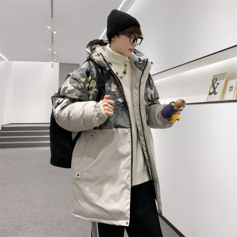 港风 2026冬季新款 白鸭绒中长款连帽羽绒服男XZ109-Y2222-P218图片