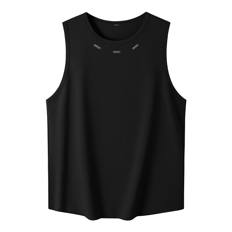 得物抖音品质二开240克双纱纯棉美式高街痞帅金属T恤无袖背心，男装背心/马甲，电商A486