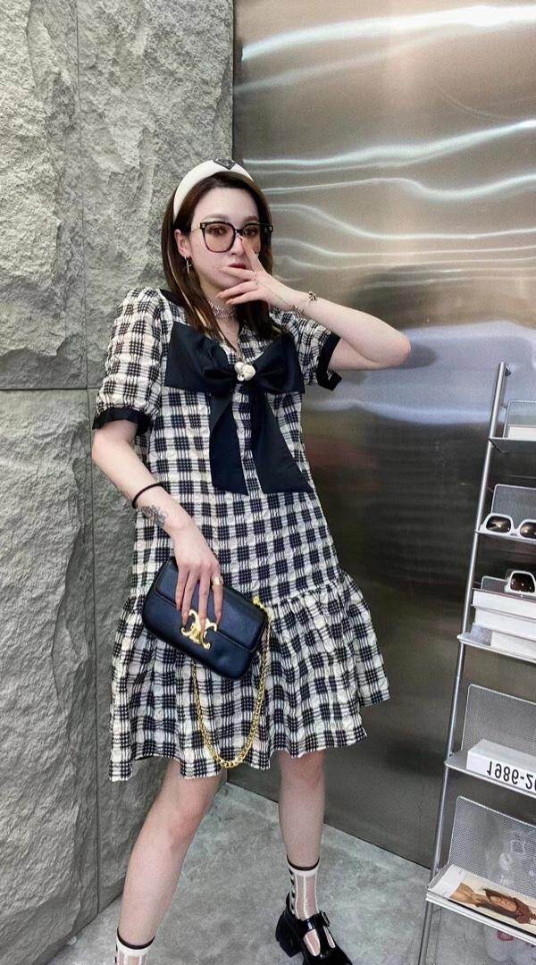 订制色织格子连衣裙，女装连衣裙，红衣情缘