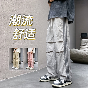 直播数据款 春季新款撞色侧条纹伞兵裤宽松直筒休闲裤 K501-P32图片