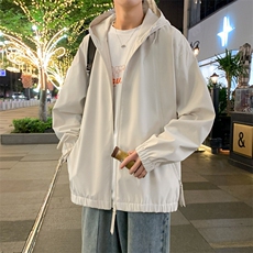 冲锋衣连帽夹克男宽松落肩纯色上衣外套DSA157B-J208-P60，男装夹克，电商A157B