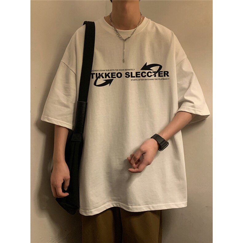 纯棉潮流宽松五分袖上衣夏季字母印花男士短袖T恤D328-T351-P25,男装T恤,电商D328