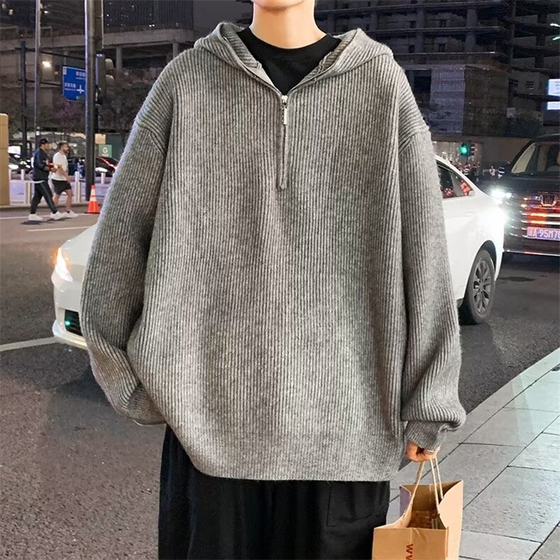 针织衫男韩版潮流高街帅气连帽2024冬季新款ins宽松毛衣MZ143-P51,男装针织衫/毛衣,星座412-2