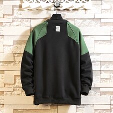 2021春季新款砖墙日系潮流大码圆领宽松拼接卫衣男W53-P45，男装卫衣，电商A001