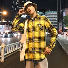 2021秋装宽松百搭衬衫网红风男女情侣衬衫港风长袖衬衣C715-P35，男装衬衫，电商A128