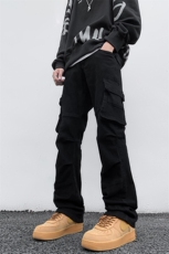 B221美式ins高街暗黑拼接弹力工装牛仔裤LK24163-P75控98，男装牛仔裤，电商B221