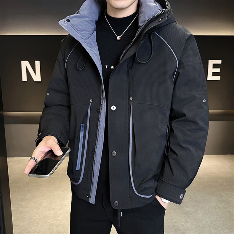 新标90白鸭绒2025年连帽时尚潮流保暖羽绒服男YR6070-P235,男装羽绒服,电商D240-242