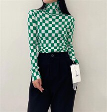 【爆卖】高织棋盘格打底衫，其它，译写