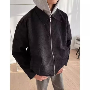 压褶裂纹风设计感长袖衬衫男生衬衣春秋款大码外套潮XJK62图片