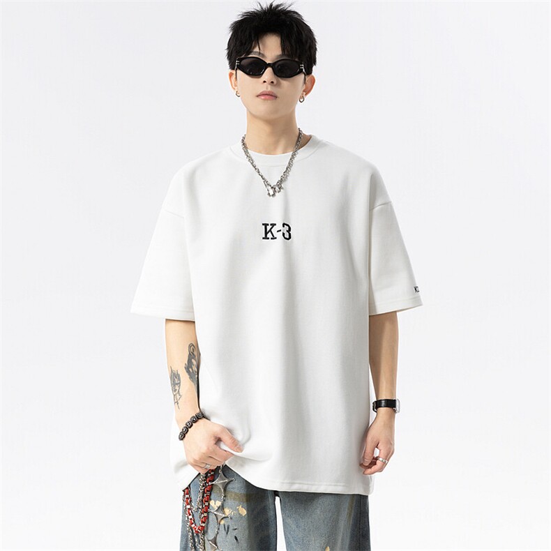 无影墙2025夏季新款百搭重磅刺绣短袖t恤男宽松DX2518-P38控58,男装T恤,电商B208