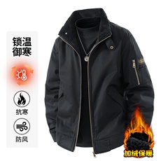 跨境冬季羊羔绒夹克外套男士加绒加厚棉衣翻领保暖衣H830-P70，男装棉衣，星座1403A