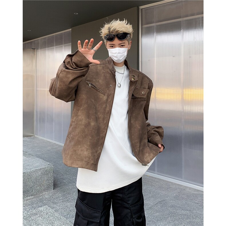 高街外套男生短款飞行员夹克美式复古机车服JK08542-P75,男装夹克,星座308B-2