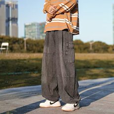 阔腿裤子男女美式高街工装牛仔裤宽松直筒灯笼束脚裤秋季5040-p40，男装牛仔裤，星座1008-2