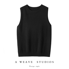 秋冬季新款舒适时尚百搭女士一线无袖圆领羊绒衫，女装马甲，泰盈纯羊绒