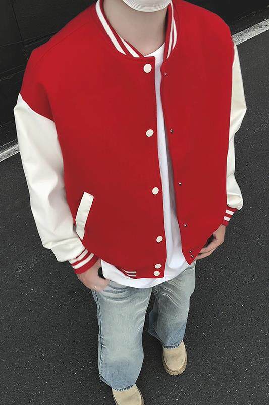 模特-美式棒球服男士秋新款百搭夹克外套9112-P80,男装夹克,电商B380（原B361）