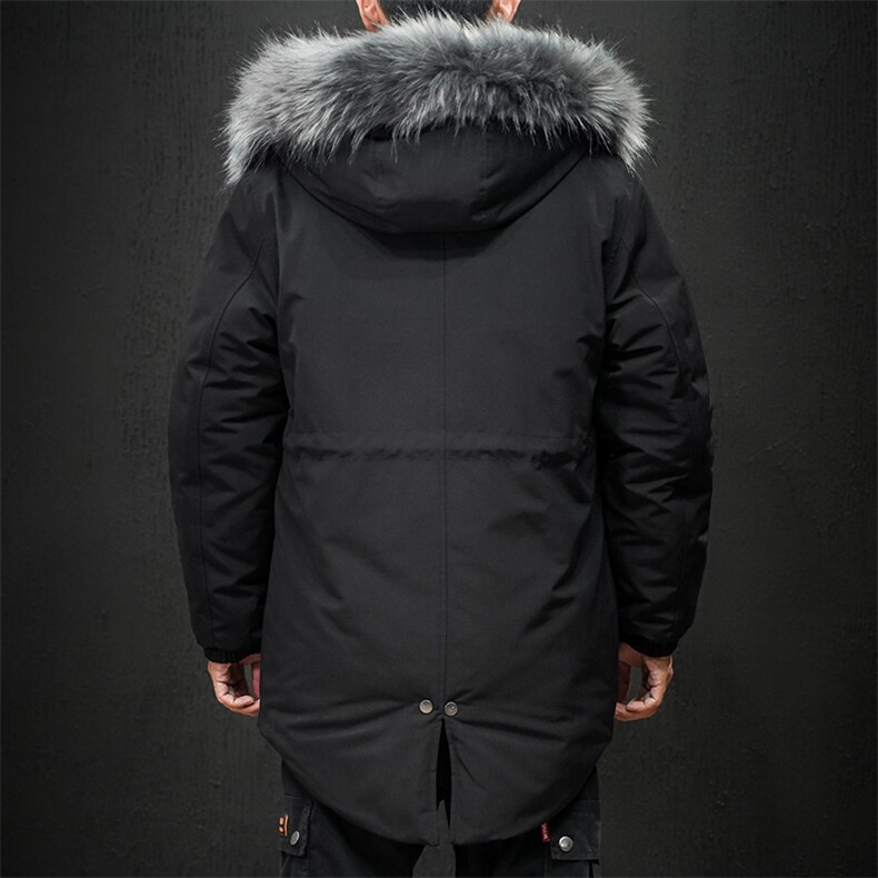 2019冬新日系大码男腰部抽绳中长款大毛领加厚棉衣M730-P130,男装棉衣,电商A001