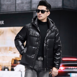 高品质连帽短款90白鸭绒羽绒服外套中青年男装加厚羽绒服夹克图片