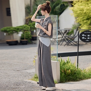 休闲套装女2025夏季新款韩系高级松弛感老钱风气质亚麻一整套穿搭图片
