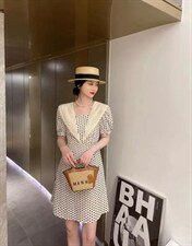 现货夏季新款波点连衣裙，女装连衣裙，依美依缘