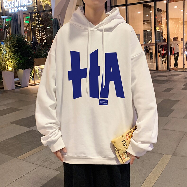 WY2258-P35 纯棉连帽卫衣男大码运动帽衫宽松薄外套男图片