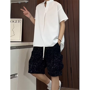 TZ02/P62套装夏季凉感薄款冰丝polo衬衫工装短裤男百搭两件套