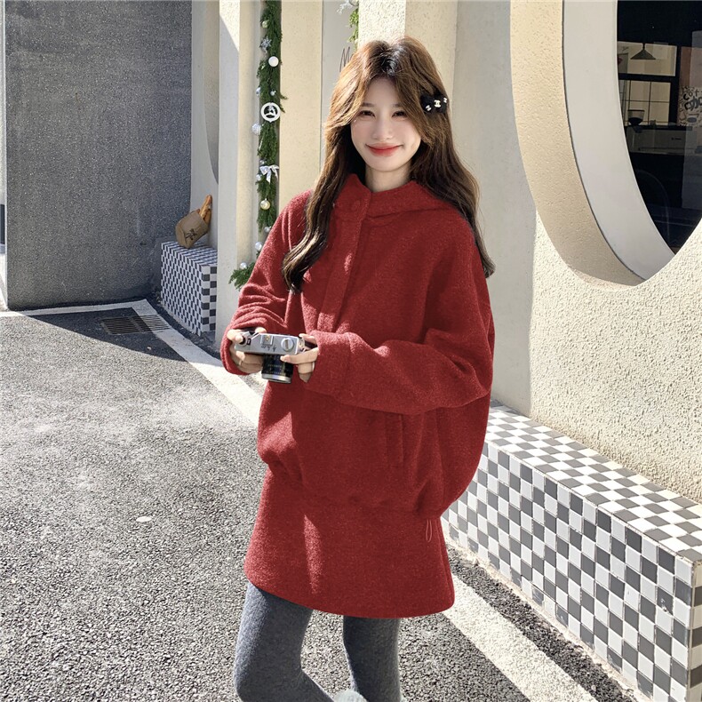韩系休闲学院风连帽卫衣套装女2025冬休闲加厚保暖半身裙两件套潮,女装套装/套裙,维壹
