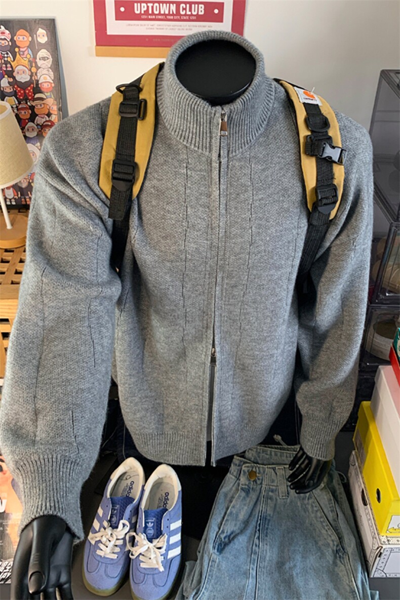 2025冬季新款港风假模大码双拉链开衫毛衣M-3XJM25899-特P60,男装针织衫/毛衣,电商A022