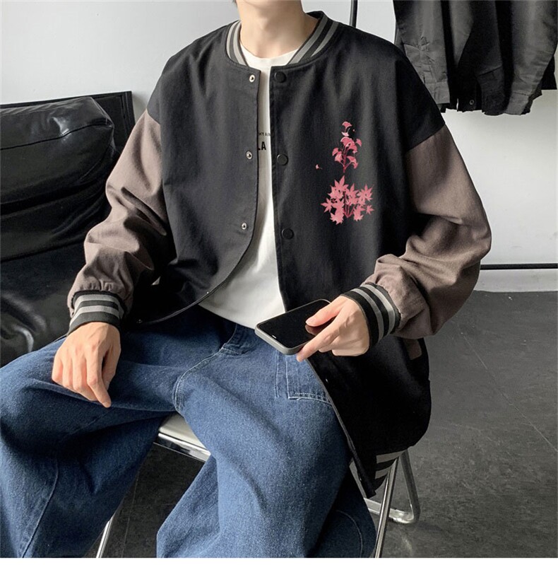 电商DSA028-JKC21P37P50新款印花棒球服外套港风休闲夹克,男装夹克,电商A028