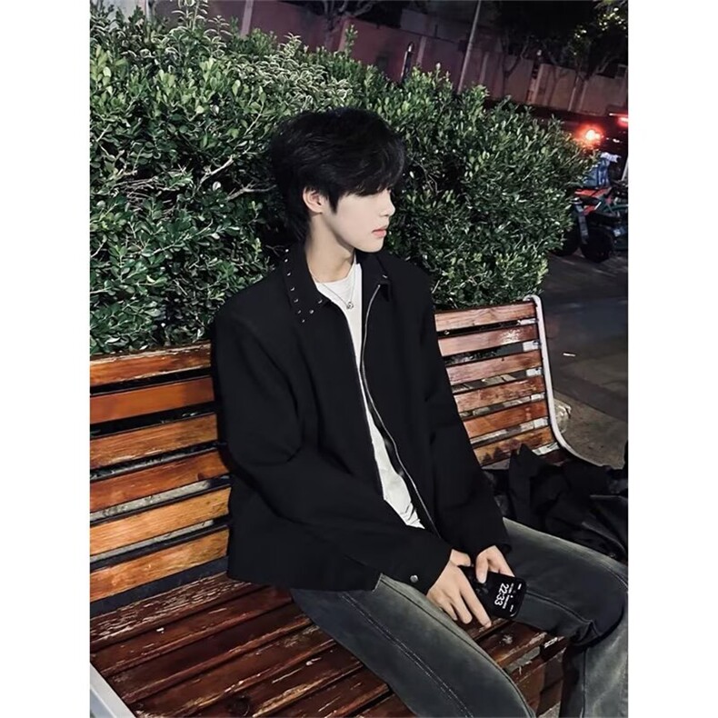 Y6634-P62美式极简高级感痞帅垫肩外套男,女装短外套,电商B323A