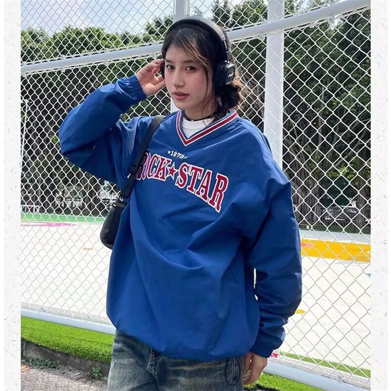 W10356-P50 网图现货 美式高街球服卫衣街头嘻哈宽松套头长袖上衣图片