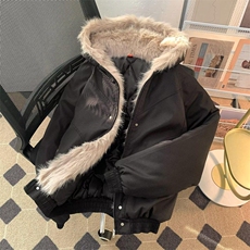 现货高品质美式高街冬季重磅硬挺短款座山雕毛领棉衣男女加厚外套，男装棉衣，电商A443