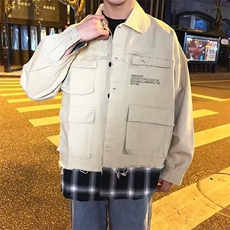 工装长袖衬衫男生春秋季2025新款高级感痞帅港风夹克帅气衬衣外套，男装夹克，星座506A