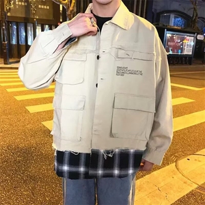 工装长袖衬衫男生春秋季2025新款高级感痞帅港风夹克帅气衬衣外套
