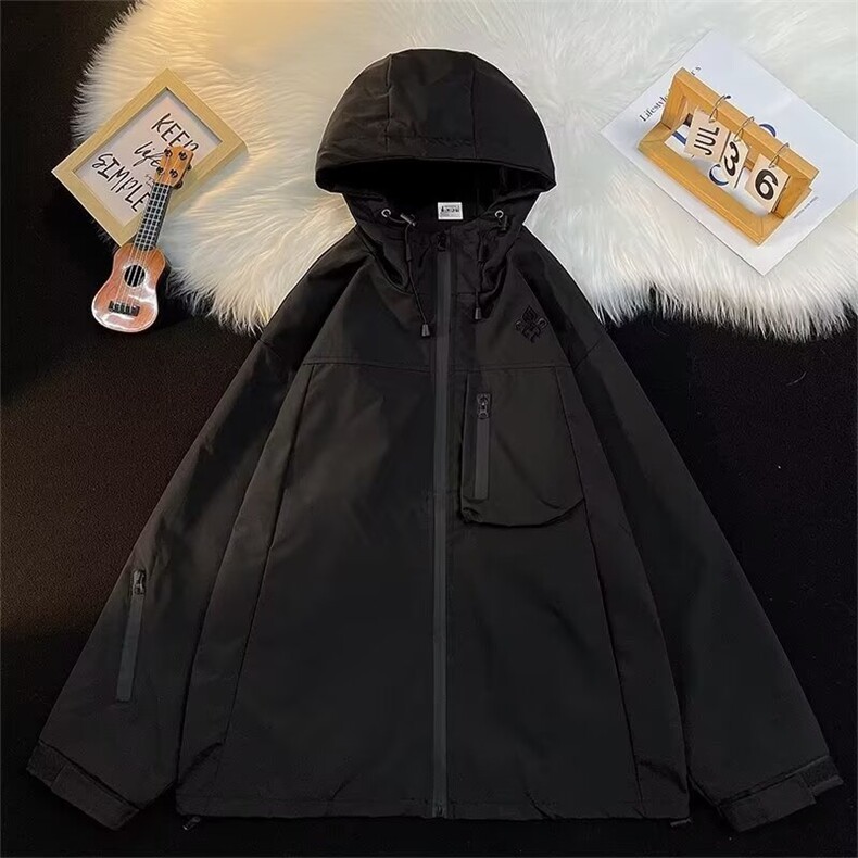 水洗新款山系潮牌户外防风防水冲锋衣外套长袖纯色青少年A77/P62,男装夹克,星座506B