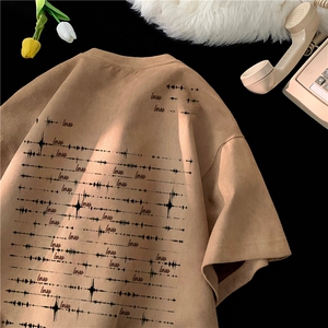 2025夏季新款麂皮绒得物抖音品质印花短袖T恤djp265-特批23控39图片