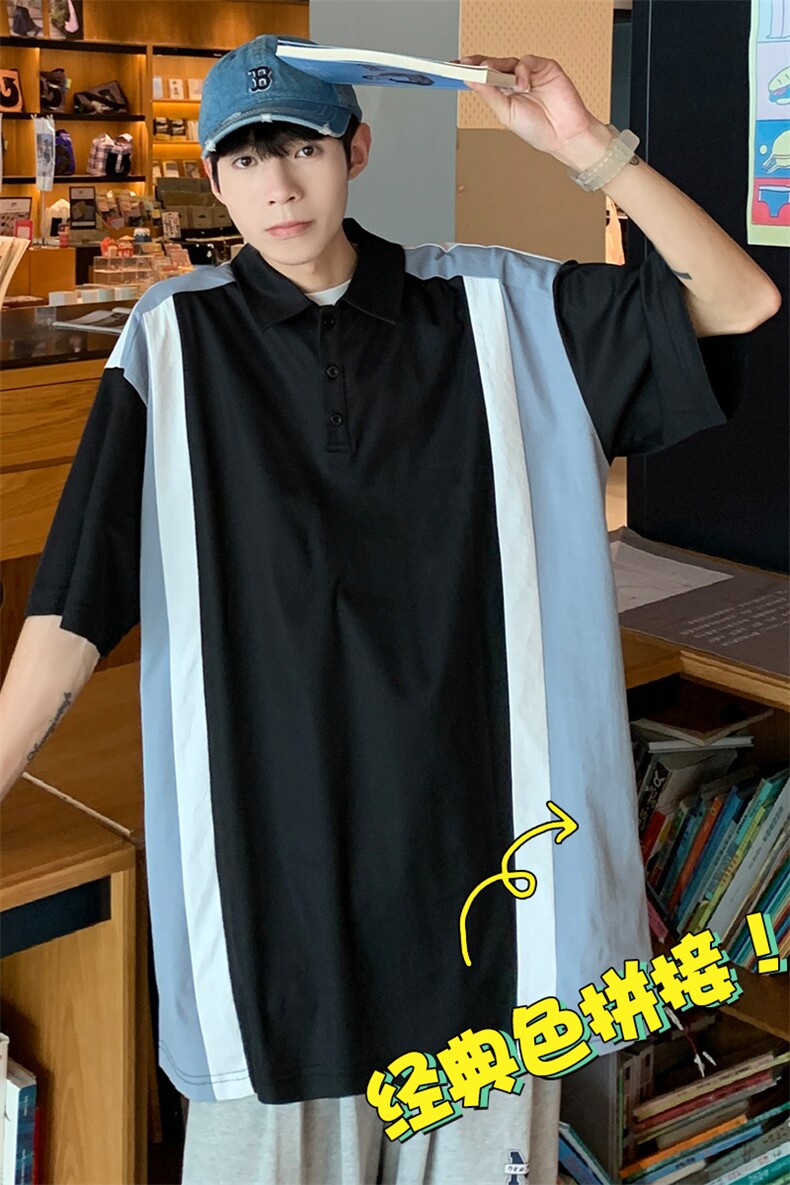 2023夏季新款短袖男潮流港风polo衫百搭半袖zdp2302-P40控58,男装Polo衫,星座717