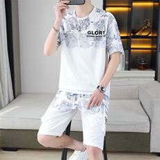 6187-P45夏季新品男士休闲时尚运动套装，男装T恤，星座1215-1