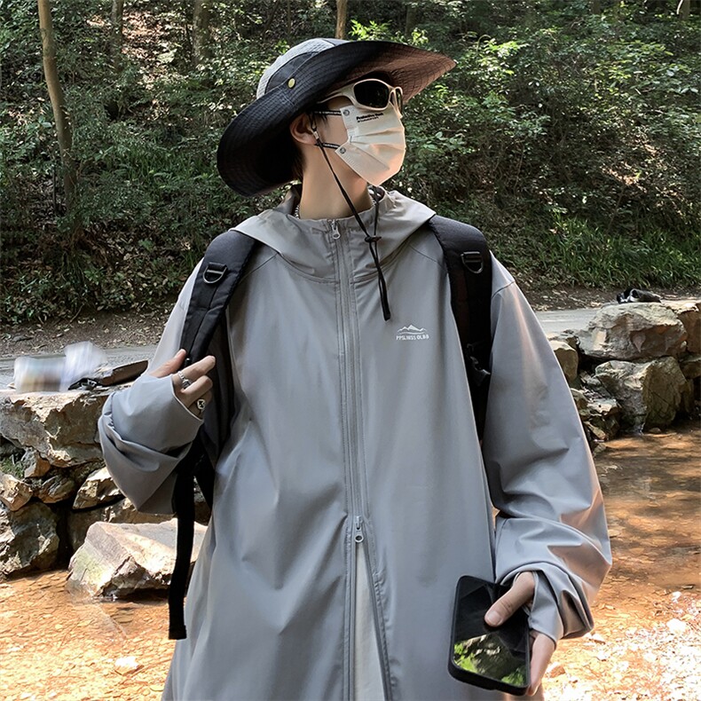 A576-P36日系薄款山系户外冰丝防晒衣潮牌宽松连帽防紫外线外套,男装防晒衣,星座512-6