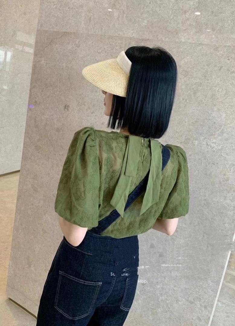 夏季新款洋气韩版绣花后飘带小衫,女装其它,L·H·X
