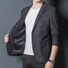 商务休闲时尚西装外套2023秋季新款中年男士修身西服爸爸装上衣，男装西服，电商B212（原钱塘6029）