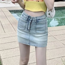 牛仔a字半身裙女2025早春新款设计感小众防走光裙裤高腰包臀短裙，男装休闲裤，星座1210-1