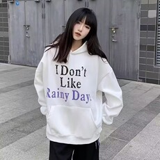 卫衣女外套秋冬款2025新款米杏色连帽上衣宽松套头上衣WY482，女装短外套，星座516A