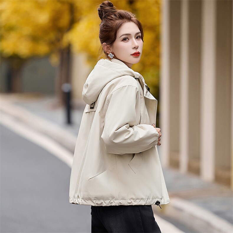 加绒加厚派克棉服女小个子2024冬季新款连帽休闲保暖工装短款外套,女装棉衣/棉服,奕薇雅