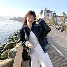 2025瑞2C278-秋新款皮衣撞色短外套P188-K268，女装短外套，2C278